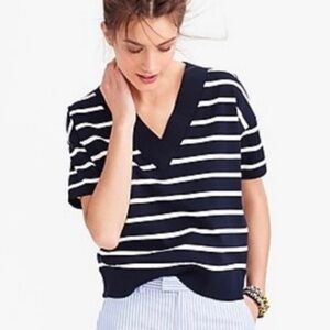 J. Crew Navy and White Striped Top